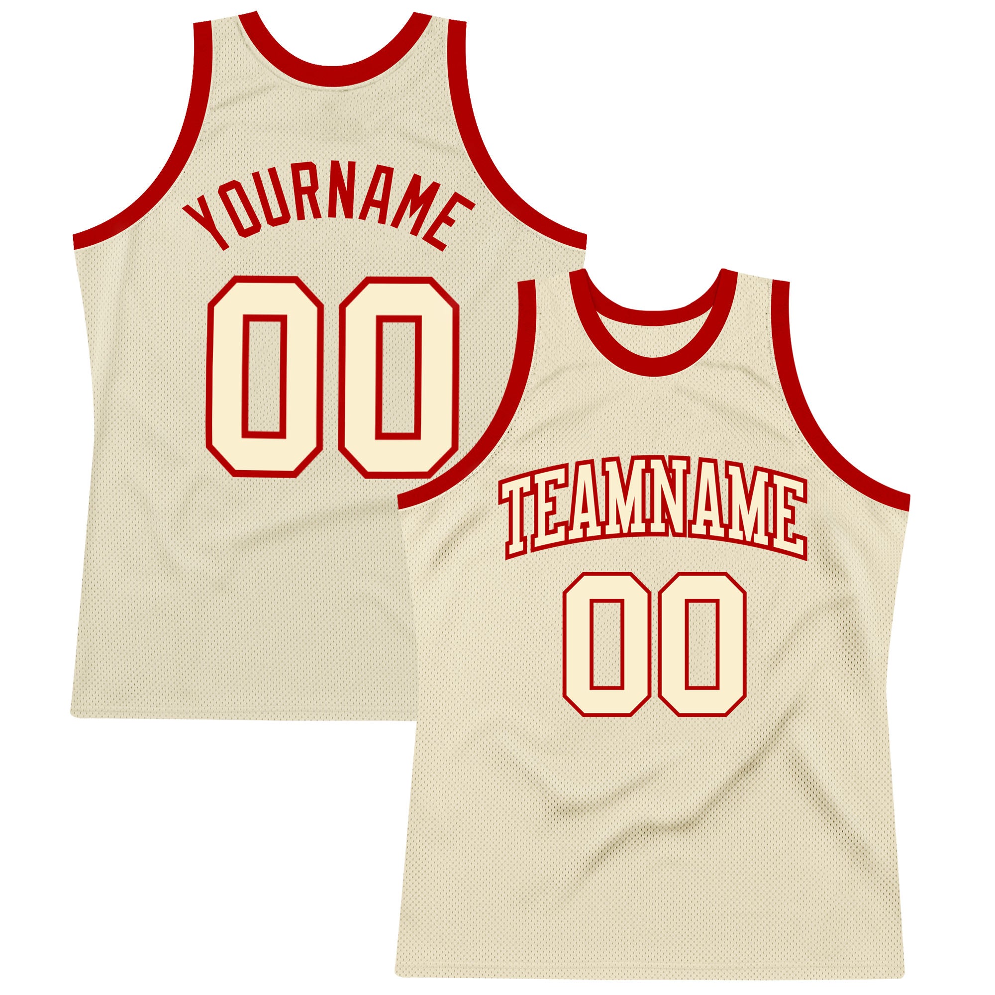 Custom Cream Cream-Red Authentic Throwback Basketball Jersey Custom Cream Red Authentic Throwback Basketball Jersey - Stylish Retro Design Ideal for Fans and Collectors Custom Cream - Image 1