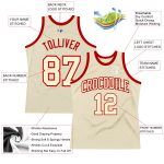 Custom Cream Red Authentic Throwback Basketball Jersey - Stylish Retro Design Ideal for Fans and Collectors Custom Cream - Image 2