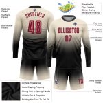 Custom Soccer Uniform Jersey - Cream Crimson Black Long Sleeve Fade Sublimation Fashion Custom Cream Crimson-Black Sublimation - Image 3