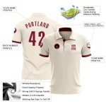 Custom Cream Crimson Performance Golf Polo Shirt for Men, Breathable Fabric, Comfort Fit Custom Cream Crimson Performance - Image 3
