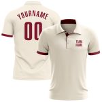 Custom Cream Crimson Performance Golf Polo Shirt for Men, Breathable Fabric, Comfort Fit Custom Cream Crimson Performance