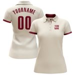 Custom Cream Crimson Performance Golf Polo Shirt for Men, Breathable Fabric, Comfort Fit Custom Cream Crimson Performance - Image 2