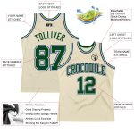 Cream Green-Royal Custom Authentic Basketball Jersey - Throwback Style Custom Cream Green-Royal Authentic Throwback Basketball - Image 2