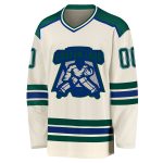Custom Royal Green Cream Hockey Jersey for Men and Women Custom Cream Green-Royal Hockey Jersey - Image 2