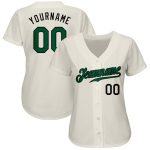 Custom Cream Green Black Baseball Jersey - Authentic Style 7652 Custom Cream Kelly Green-Black Authentic Baseball Jersey - Image 2