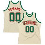 Custom Basketball Jersey Kelly Green and Red Authentic Throwback Style Custom Cream Kelly Green-Red Authentic Throwback Basketball