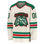 Custom Hockey Jersey in Cream, Kelly Green, and Red - Personalized Team Apparel Custom Cream Kelly Green-Red Hockey Jersey - Image 2