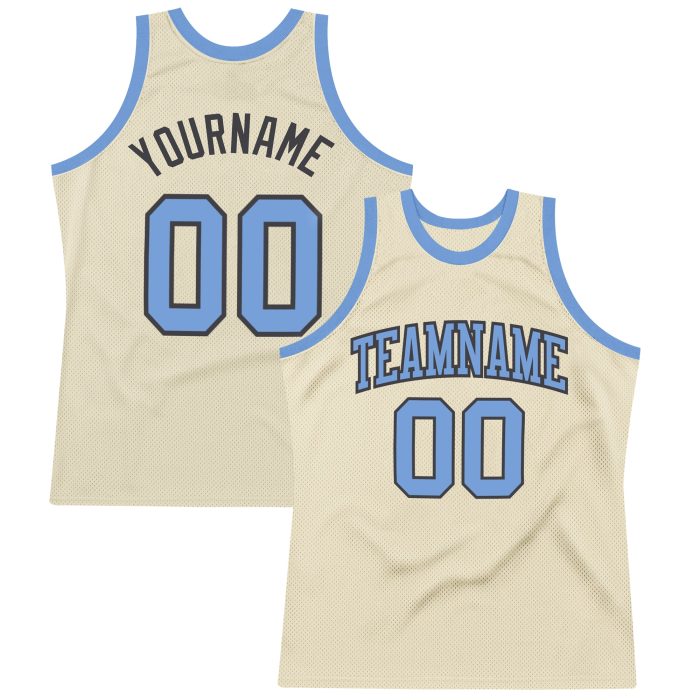 Light Blue Steel Gray Custom Basketball Jersey Authentic Throwback Custom Cream Light Blue-Steel Gray Authentic Throwback - Image 1