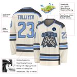 Custom Light Blue and Steel Gray Hockey Jersey - Personalized Cream Jersey for Men and Women Custom Cream Light Blue-Steel - Image 3