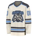 Custom Light Blue and Steel Gray Hockey Jersey - Personalized Cream Jersey for Men and Women Custom Cream Light Blue-Steel - Image 2