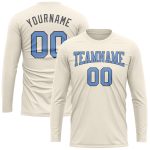 Custom Performance T-Shirt Long Sleeve in Cream Light Blue and Steel Gray Custom Cream Light Blue-Steel Gray Long Sleeve - Image 2