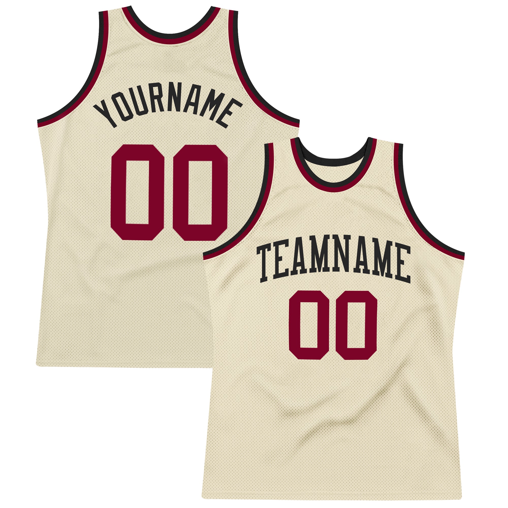 Custom Maroon-Black Basketball Jersey - Authentic Throwback Style, Personalized Design Custom Cream Maroon-Black Authentic