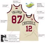 Custom Maroon-Black Basketball Jersey - Authentic Throwback Style, Personalized Design Custom Cream Maroon-Black Authentic - Image 2