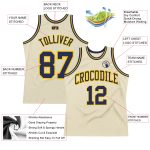Custom Navy Gold Basketball Jersey - Authentic Throwback Design, Cream Color Custom Cream Navy-Gold Authentic Throwback Basketball - Image 2
