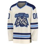 Custom Navy-Light Blue Cream Hockey Jersey - Personalized Sports Apparel Custom Cream Navy-Light Blue Hockey Jersey - Image 2