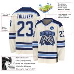 Custom Navy-Light Blue Cream Hockey Jersey - Personalized Sports Apparel Custom Cream Navy-Light Blue Hockey Jersey - Image 3