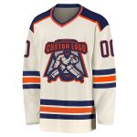 Custom Navy-Orange Hockey Jersey - Personalized Cream Team Apparel Custom Cream Navy-Orange Hockey Jersey - Image 2