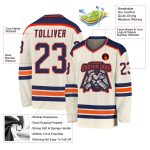 Custom Navy-Orange Hockey Jersey - Personalized Cream Team Apparel Custom Cream Navy-Orange Hockey Jersey - Image 3