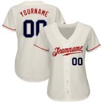 Custom Cream Navy Red Baseball Jersey - Authentic Personalized Sports Apparel Custom Cream Navy-Red Authentic Baseball Jersey - Image 2