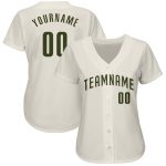 Custom Cream Olive Baseball Jersey Authentic Style 9216 Custom Cream Olive Authentic Baseball Jersey Style 9216 - Image 2