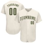 Custom Cream Olive Baseball Jersey Authentic Style 9216 Custom Cream Olive Authentic Baseball Jersey Style 9216