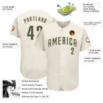 Custom Cream Olive Baseball Jersey Authentic Style 9216 Custom Cream Olive Authentic Baseball Jersey Style 9216 - Image 3