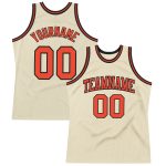 Custom Orange Black Authentic Basketball Jersey - Throwback Style Custom Cream Orange-Black Authentic Throwback Basketball