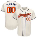 Custom Authentic Baseball Jersey in Cream Orange and Navy Custom Cream Orange-Navy Authentic Baseball Jersey