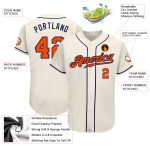 Custom Authentic Baseball Jersey in Cream Orange and Navy Custom Cream Orange-Navy Authentic Baseball Jersey - Image 3