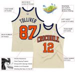 Custom Basketball Jersey - Authentic Throwback Cream Orange Navy Design Custom Cream Orange-Navy Authentic Throwback Basketball - Image 2
