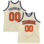 Custom Basketball Jersey - Authentic Throwback Cream Orange Navy Design Custom Cream Orange-Navy Authentic Throwback Basketball
