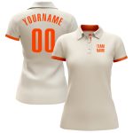 Custom Cream Orange Performance Golf Polo Shirt for Men - Breathable, Stylish Design Custom Cream Orange Performance Golf - Image 2