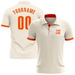 Custom Cream Orange Performance Golf Polo Shirt for Men - Breathable, Stylish Design Custom Cream Orange Performance Golf