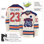 Custom Orange-Royal Hockey Jersey - Personalized Cream Team Apparel Custom Cream Orange-Royal Hockey Jersey - Image 3
