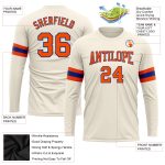 Custom Performance Long Sleeve T-Shirt in Cream Orange-Royal Custom Cream Orange-Royal Long Sleeve Performance T-Shirt - Image 3