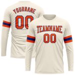 Custom Performance Long Sleeve T-Shirt in Cream Orange-Royal Custom Cream Orange-Royal Long Sleeve Performance T-Shirt