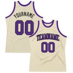 Authentic Throwback Basketball Jersey - Custom Purple and Black Design Custom Cream Purple-Black Authentic Throwback Basketball