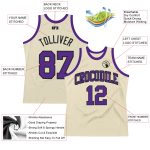 Authentic Throwback Basketball Jersey - Custom Purple and Black Design Custom Cream Purple-Black Authentic Throwback Basketball - Image 2