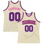 Authentic Throwback Basketball Jersey Custom Cream Purple Black Pink Design Custom Cream Purple Black-Pink Authentic Throwback