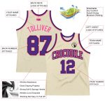 Authentic Throwback Basketball Jersey Custom Cream Purple Black Pink Design Custom Cream Purple Black-Pink Authentic Throwback - Image 2
