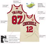 Custom Red Black Basketball Jersey Authentic Throwback Style 5719 Custom Cream Red-Black Authentic Throwback Basketball Jersey - Image 2