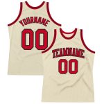 Custom Red Black Basketball Jersey Authentic Throwback Style 5719 Custom Cream Red-Black Authentic Throwback Basketball Jersey