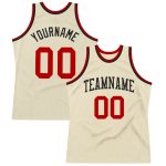 Custom Cream Red Black Basketball Jersey Authentic Throwback Design Custom Cream Red-Black Authentic Throwback Basketball