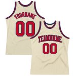 Authentic Throwback Basketball Jersey Custom Cream Red-Navy Design Custom Cream Red-Navy Authentic Throwback Basketball Jersey