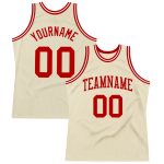 Custom Basketball Jersey Cream Red-White Authentic Throwback Design Custom Cream Red-White Authentic Throwback Basketball
