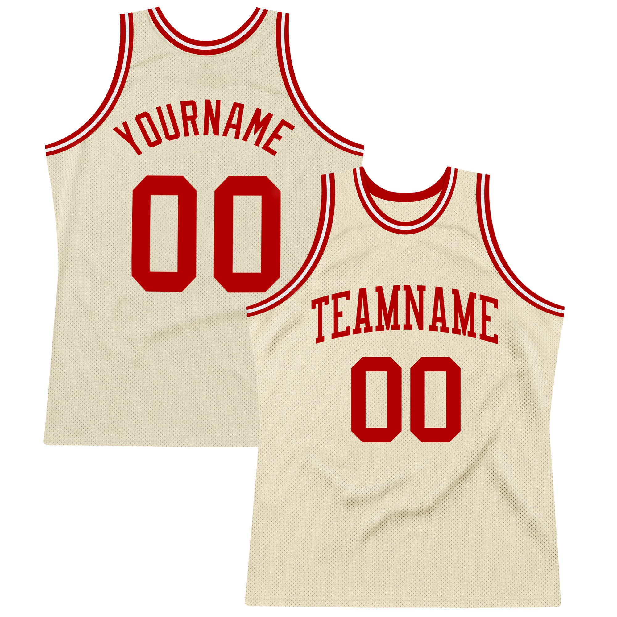 Custom Cream Red-White Authentic Throwback Basketball Jersey Custom Basketball Jersey Cream Red-White Authentic Throwback Design Custom Cream Red-White Authentic Throwback Basketball - Image 1