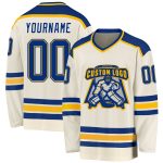 Custom Gold Hockey Jersey - Personalized Cream Royal-Gold Design for Ultimate Fan Gear Custom Cream Royal-Gold Hockey Jersey