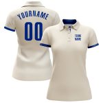 Custom Cream Performance Golf Polo Shirt - Stylish Royal Design for Men Custom Cream Royal Performance Golf Polo Shirt - Image 2
