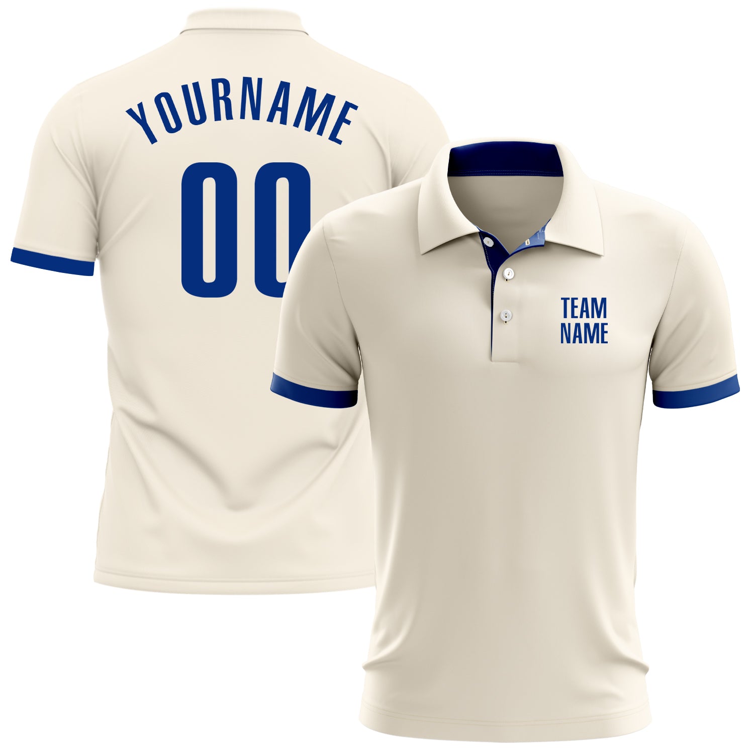 Custom Cream Performance Golf Polo Shirt - Stylish Royal Design for Men Custom Cream Royal Performance Golf Polo Shirt