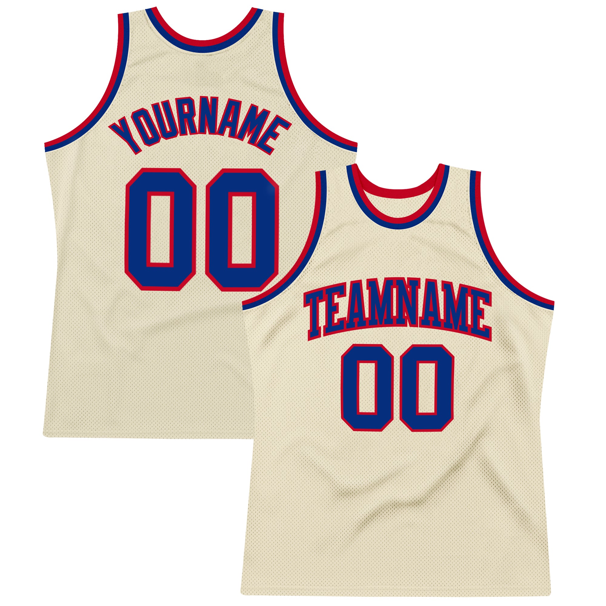 Custom Cream Royal-Red Authentic Throwback Basketball Jersey Style 7311 Custom Royal-Red Basketball Jersey Authentic Throwback Style 7311, Cream Design Custom Cream Royal-Red Authentic Throwback - Image 1